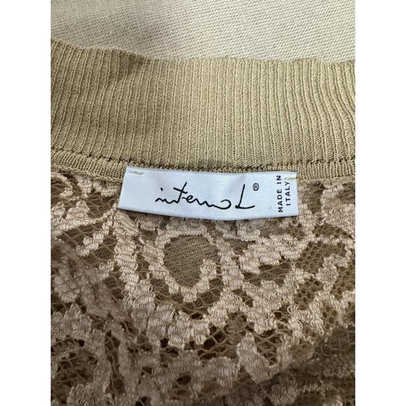 Internal Sweater Vest Womens 3XL Tan Beige Lace Back Button Front Made in Italy - Picture 12 of 15